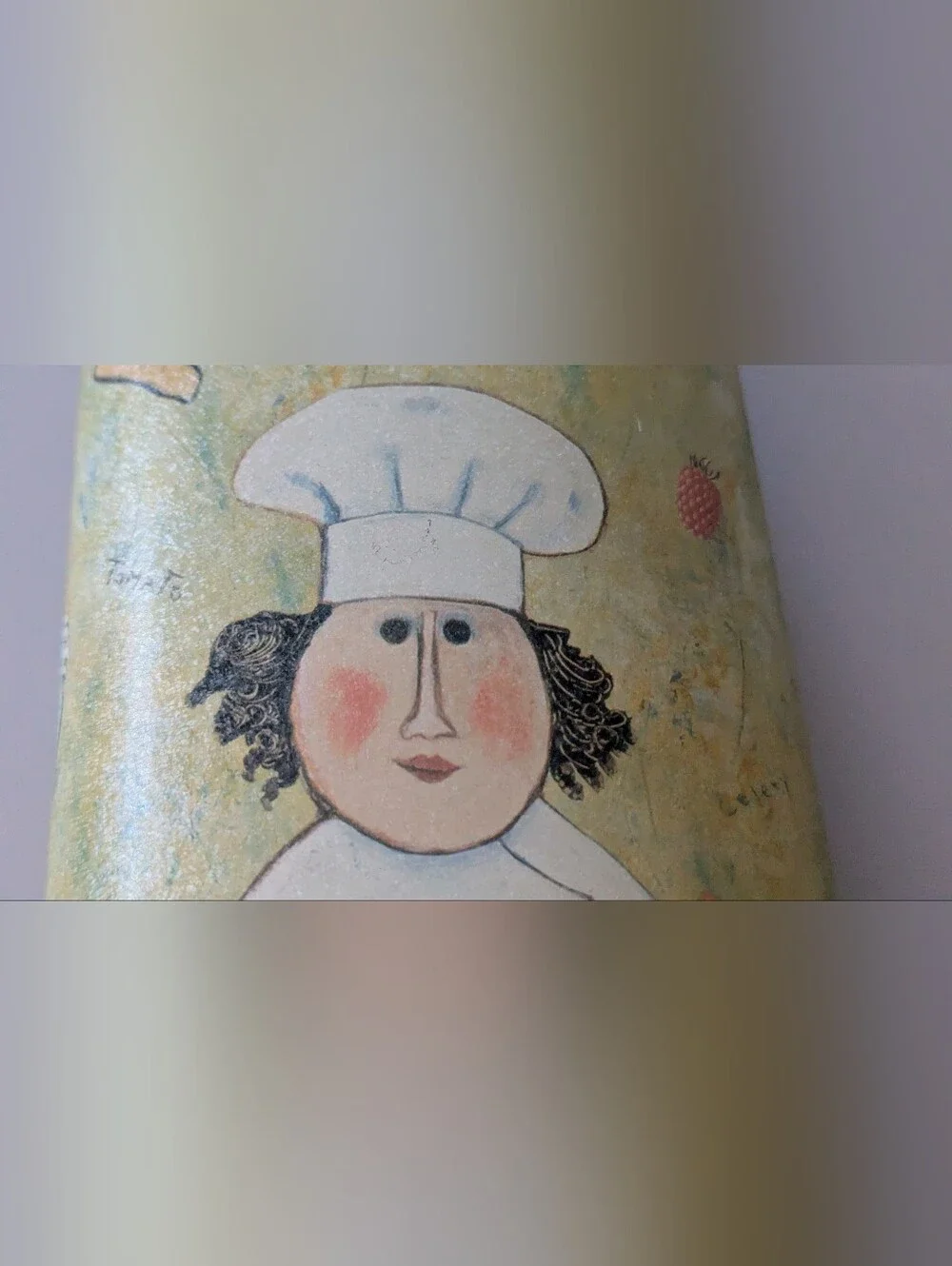 Collectible Chef Pasta Tin By Barbara Olsen. Kitchen Storage Tin with Lid. 11x5